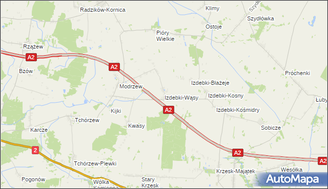 mapa Izdebki-Wąsy, Izdebki-Wąsy na mapie Targeo