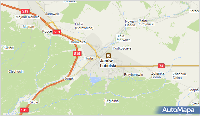 mapa Janów Lubelski, Janów Lubelski na mapie Targeo