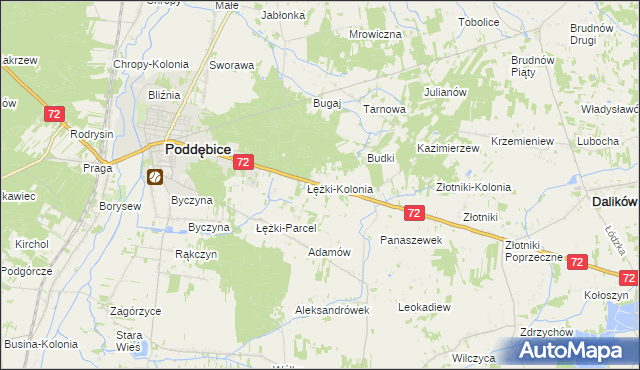 mapa Józefka gmina Poddębice, Józefka gmina Poddębice na mapie Targeo