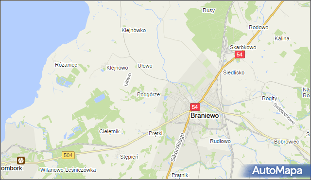 mapa Józefowo gmina Braniewo, Józefowo gmina Braniewo na mapie Targeo