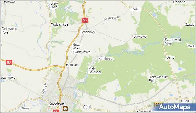 mapa Kamionka gmina Kwidzyn, Kamionka gmina Kwidzyn na mapie Targeo