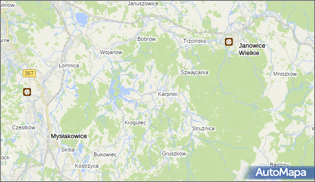 mapa Karpniki gmina Mysłakowice, Karpniki gmina Mysłakowice na mapie Targeo