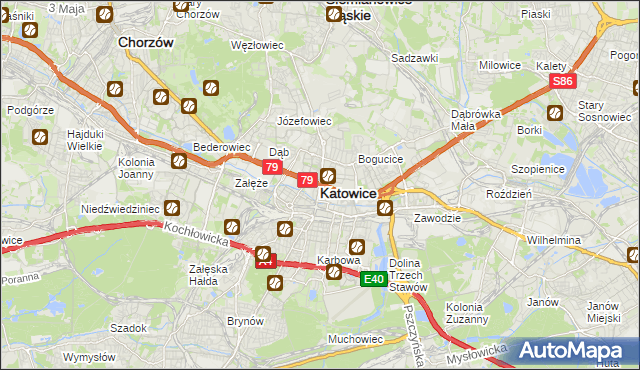 mapa Katowic, Katowice na mapie Targeo
