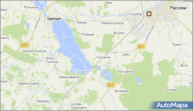 mapa Komarne, Komarne na mapie Targeo