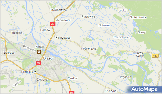 mapa Kościerzyce, Kościerzyce na mapie Targeo