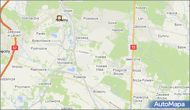 mapa Kowala gmina Sitkówka-Nowiny, Kowala gmina Sitkówka-Nowiny na mapie Targeo