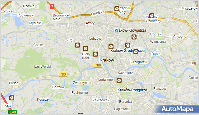 mapa Krakowa, Kraków na mapie Targeo