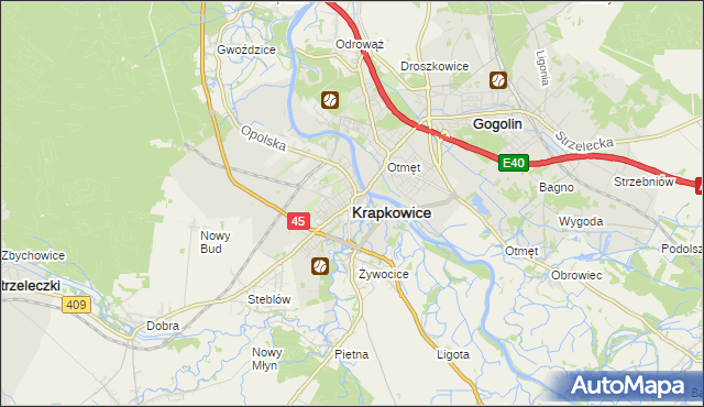 mapa Krapkowice, Krapkowice na mapie Targeo