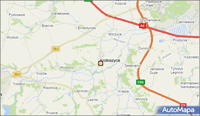 mapa Krotoszyce, Krotoszyce na mapie Targeo