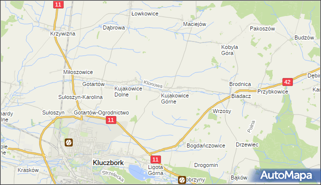 mapa Kujakowice Górne, Kujakowice Górne na mapie Targeo