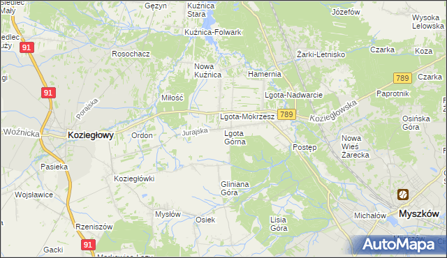 mapa Lgota Górna, Lgota Górna na mapie Targeo