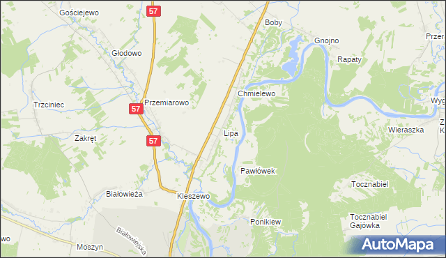 mapa Lipa gmina Pułtusk, Lipa gmina Pułtusk na mapie Targeo