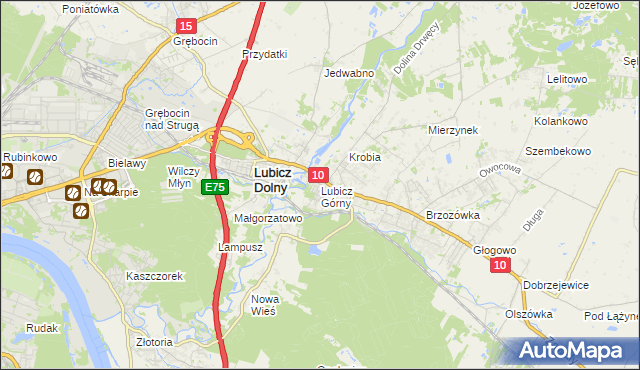 mapa Lubicz Górny, Lubicz Górny na mapie Targeo