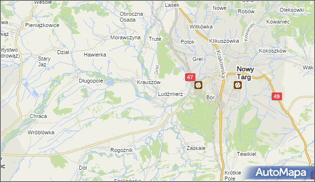 mapa Ludźmierz, Ludźmierz na mapie Targeo