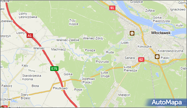 mapa Mazury gmina Brześć Kujawski, Mazury gmina Brześć Kujawski na mapie Targeo