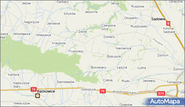 mapa Michałów gmina Sadowie, Michałów gmina Sadowie na mapie Targeo