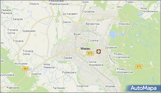 mapa Mielca, Mielec na mapie Targeo