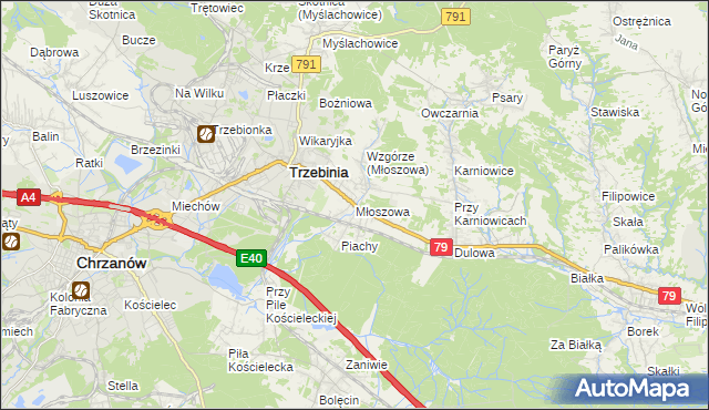 mapa Młoszowa, Młoszowa na mapie Targeo