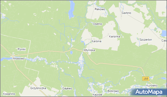 mapa Młyniska gmina Polanów, Młyniska gmina Polanów na mapie Targeo
