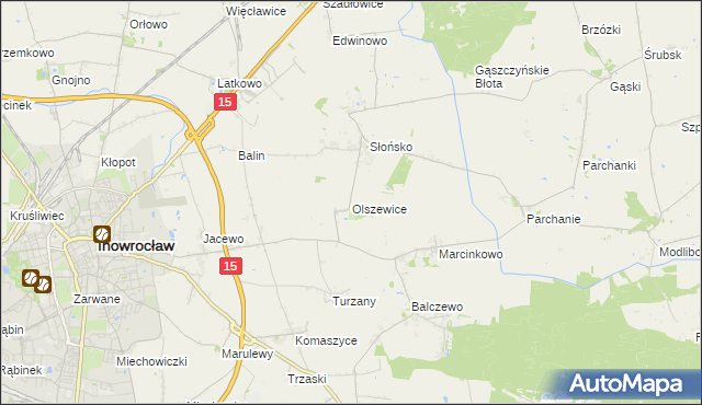 mapa Olszewice gmina Inowrocław, Olszewice gmina Inowrocław na mapie Targeo