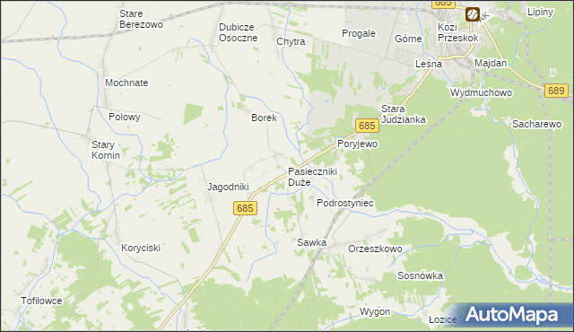 mapa Pasieczniki Duże, Pasieczniki Duże na mapie Targeo