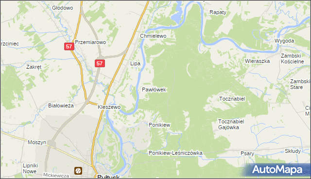 mapa Pawłówek-Gajówka, Pawłówek-Gajówka na mapie Targeo
