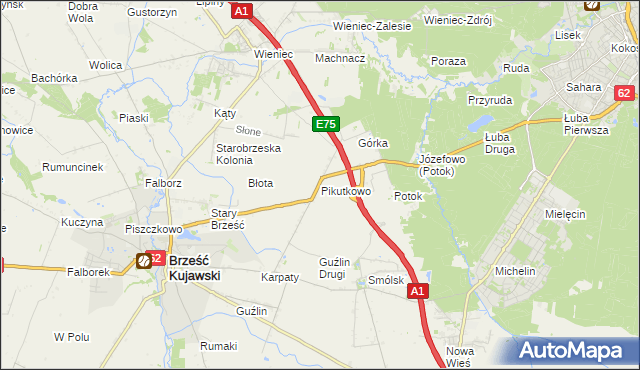 mapa Pikutkowo, Pikutkowo na mapie Targeo