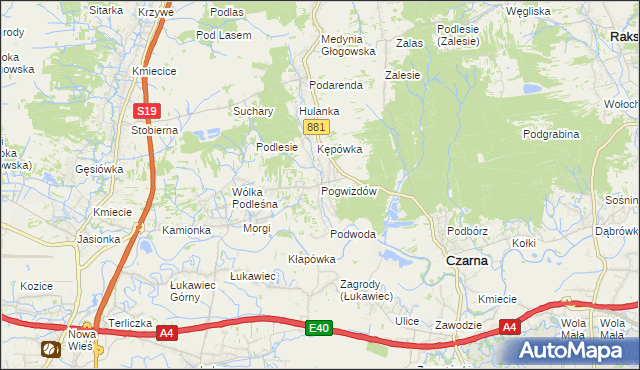 mapa Pogwizdów gmina Czarna, Pogwizdów gmina Czarna na mapie Targeo