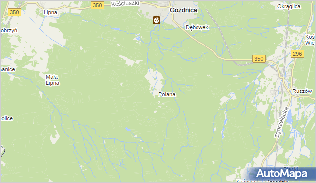 mapa Polana gmina Węgliniec, Polana gmina Węgliniec na mapie Targeo