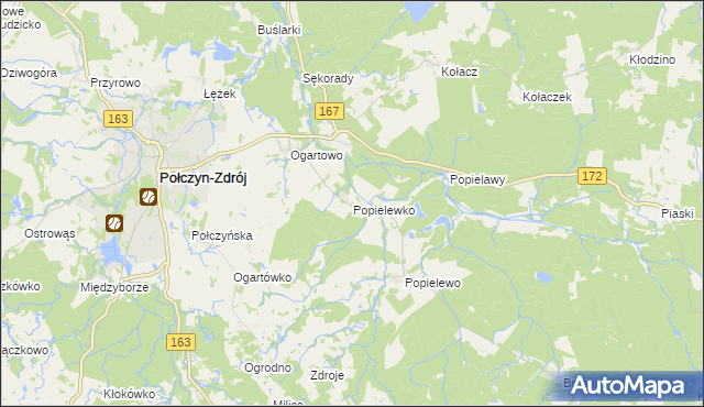 mapa Popielewko, Popielewko na mapie Targeo