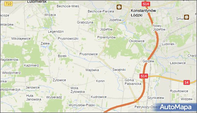 mapa Porszewice, Porszewice na mapie Targeo