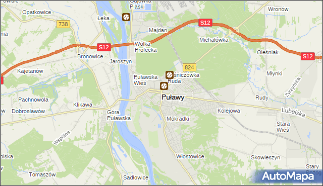 mapa Puław, Puławy na mapie Targeo