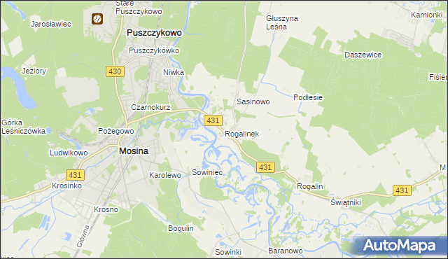 mapa Rogalinek, Rogalinek na mapie Targeo