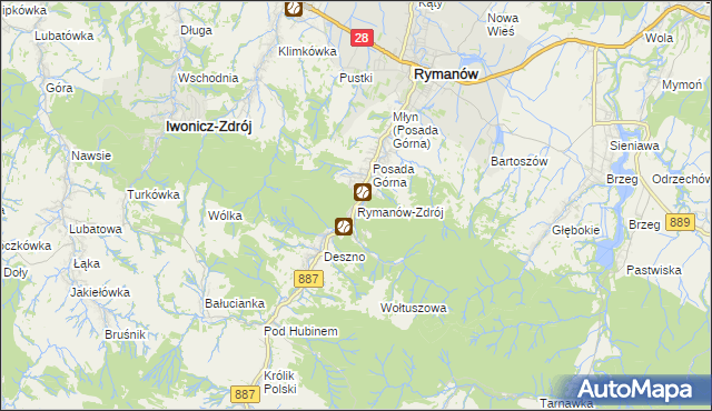 mapa Rymanów-Zdrój, Rymanów-Zdrój na mapie Targeo