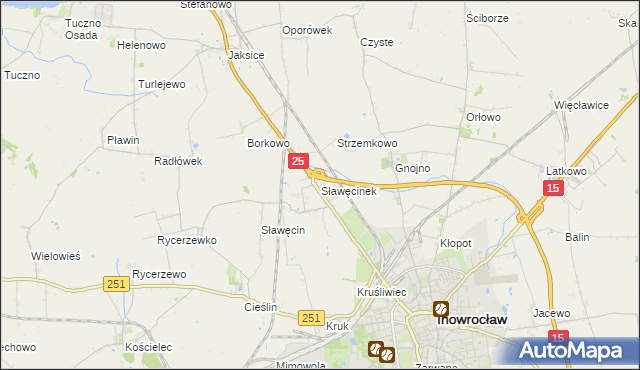 mapa Sławęcinek gmina Inowrocław, Sławęcinek gmina Inowrocław na mapie Targeo