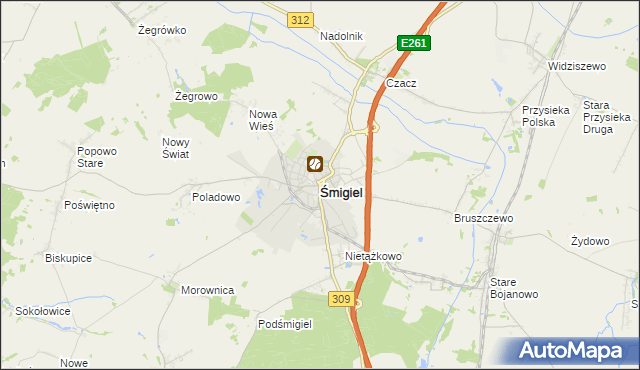 mapa Śmigiel, Śmigiel na mapie Targeo