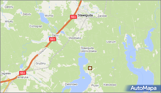 mapa Stawiguda Leśniczówka, Stawiguda Leśniczówka na mapie Targeo