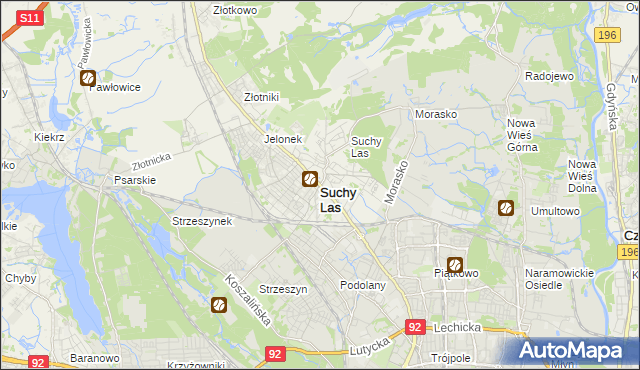 mapa Suchy Las powiat poznański, Suchy Las powiat poznański na mapie Targeo