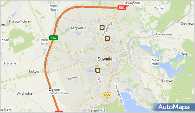 mapa Suwałk, Suwałki na mapie Targeo