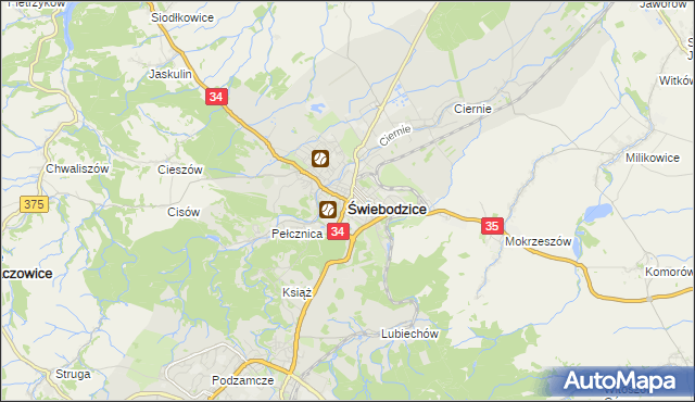 mapa Świebodzice, Świebodzice na mapie Targeo