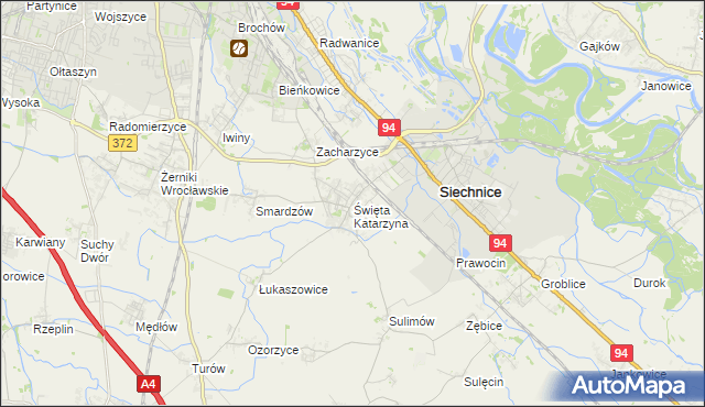 mapa Święta Katarzyna gmina Siechnice, Święta Katarzyna gmina Siechnice na mapie Targeo