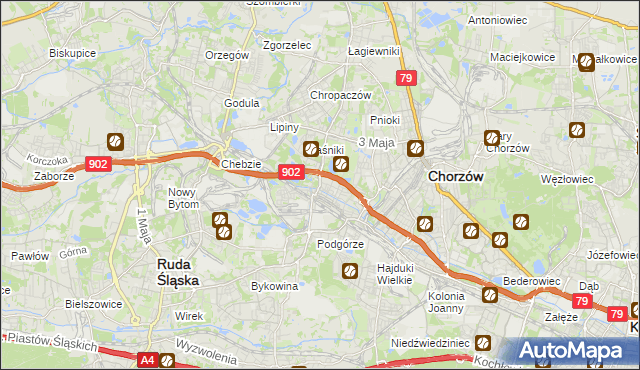 mapa Świętochłowice, Świętochłowice na mapie Targeo