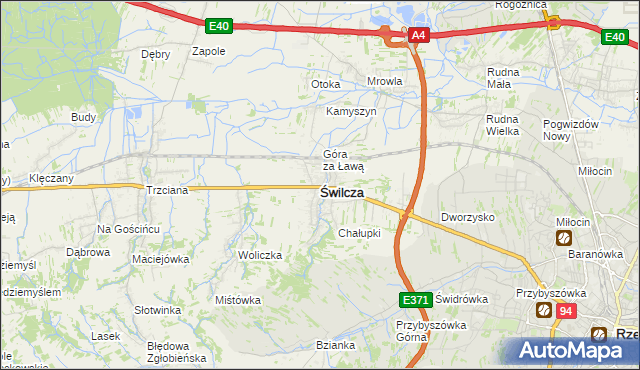 mapa Świlcza, Świlcza na mapie Targeo