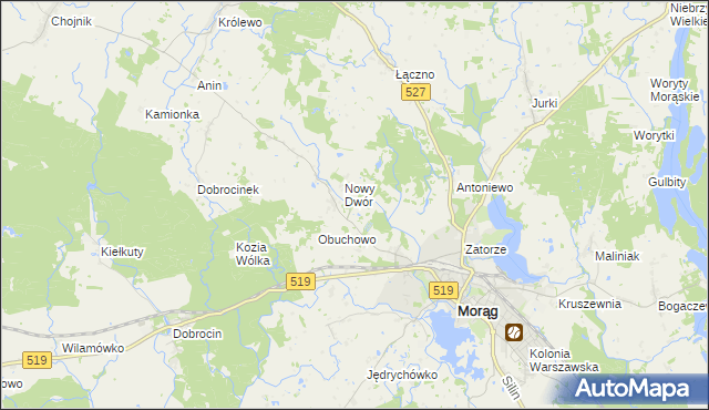 mapa Szymanowo gmina Morąg, Szymanowo gmina Morąg na mapie Targeo