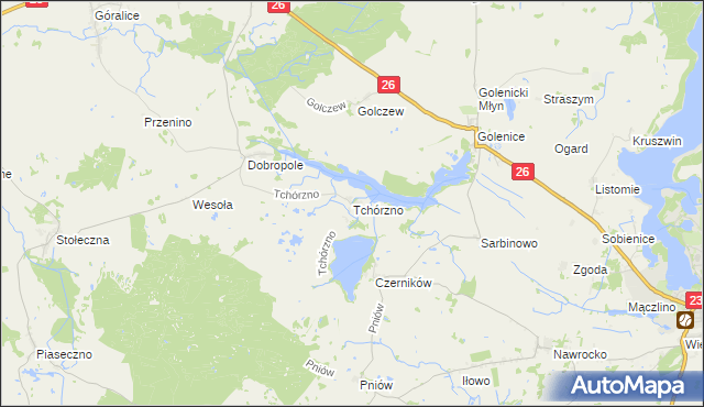 mapa Tchórzno, Tchórzno na mapie Targeo