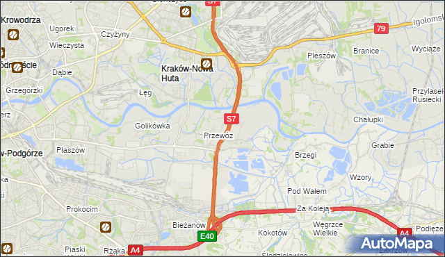 mapa Ulica gmina Kraków, Ulica gmina Kraków na mapie Targeo