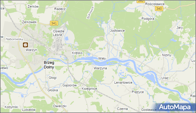 mapa Wały gmina Brzeg Dolny, Wały gmina Brzeg Dolny na mapie Targeo