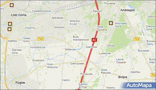 mapa Wandalin gmina Brójce, Wandalin gmina Brójce na mapie Targeo