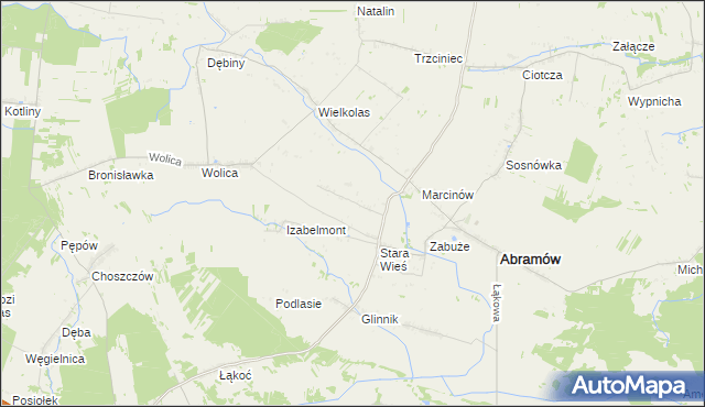 mapa Wielkie gmina Abramów, Wielkie gmina Abramów na mapie Targeo