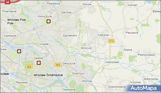 mapa Wilczyce gmina Długołęka, Wilczyce gmina Długołęka na mapie Targeo